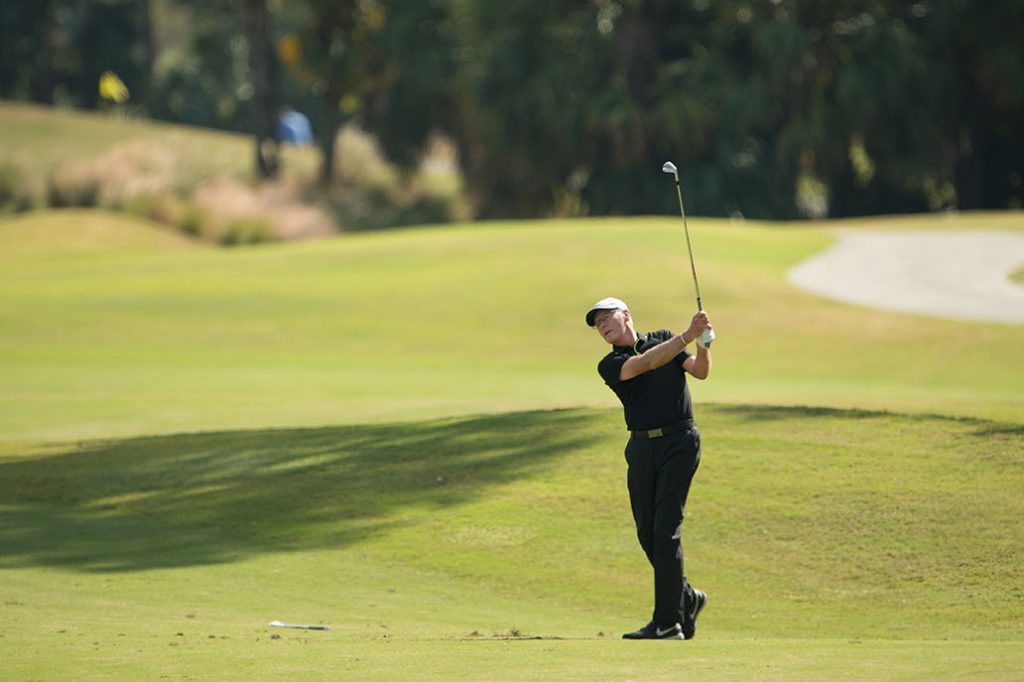 PORT ST. LUCIE, FL – NOVEMBER 18: Jeff Coston hits his shot on the 18th hole during the second round for the Senior PGA Professional Championship held at PGA Golf Club on November 18, 2016 in Port St. Lucie, Florida. (Photo by Montana Pritchard/PGA of America)