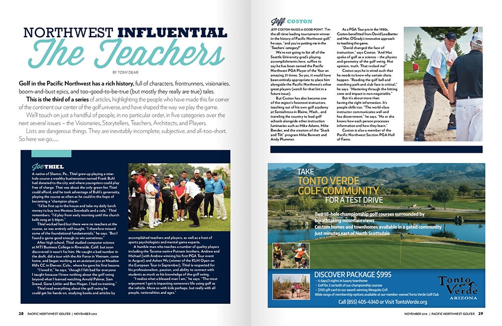 Coston Named an Influential Teacher in PNW Golfer Magazine